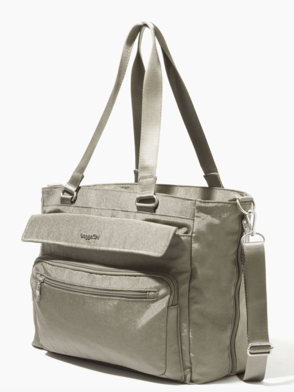 Baggalini True Classic Laptop Tote in Sterling Shimmer Color